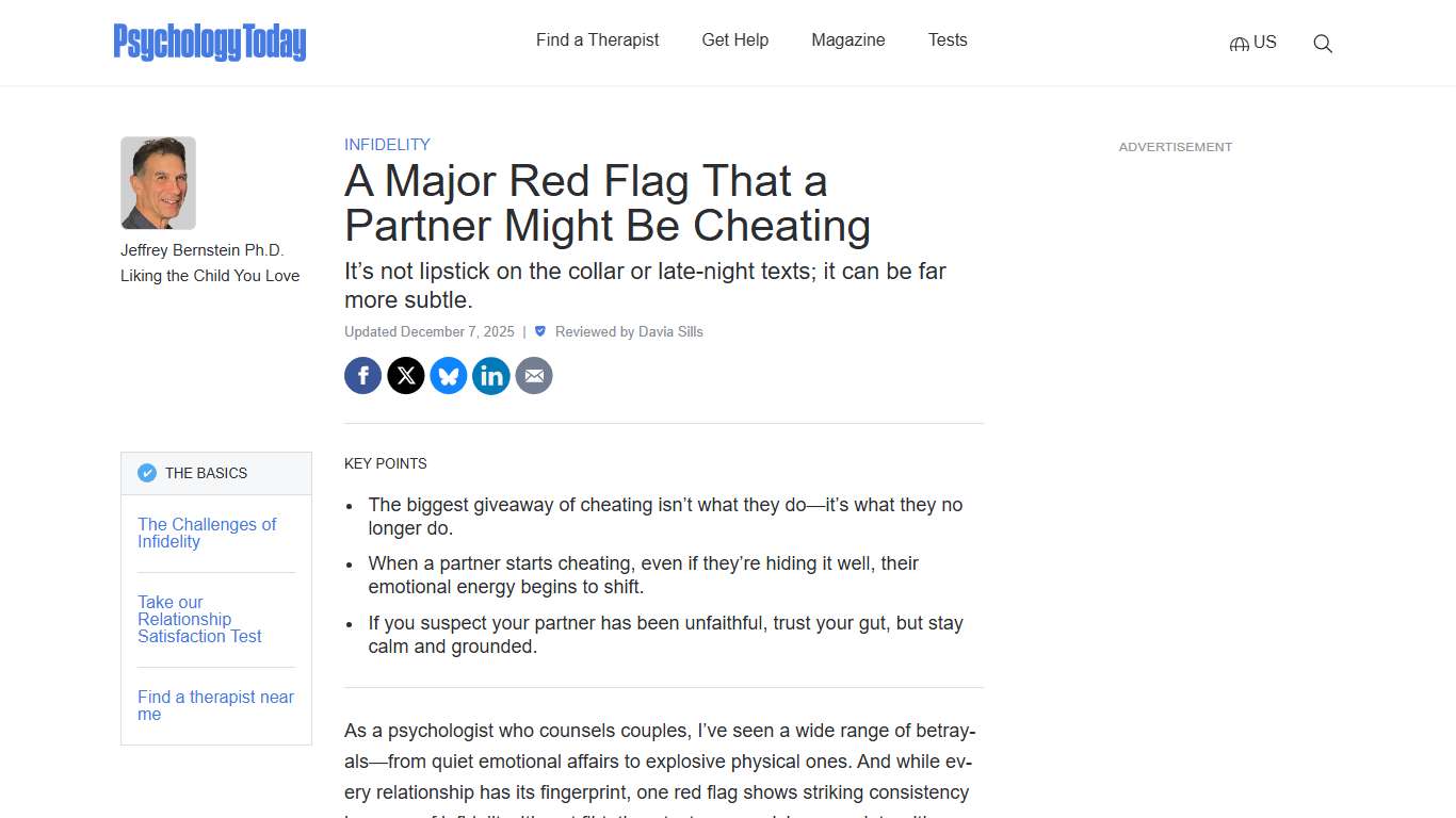 A Major Red Flag That a Partner Might Be Cheating | Psychology Today